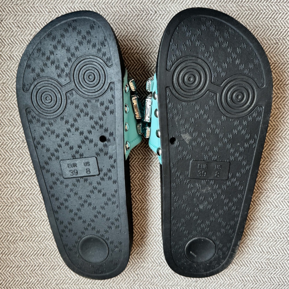 Botkier “Freda” Seafoam Rhinestone Slide Sandals - Size 39/8 - Picture 14 of 15